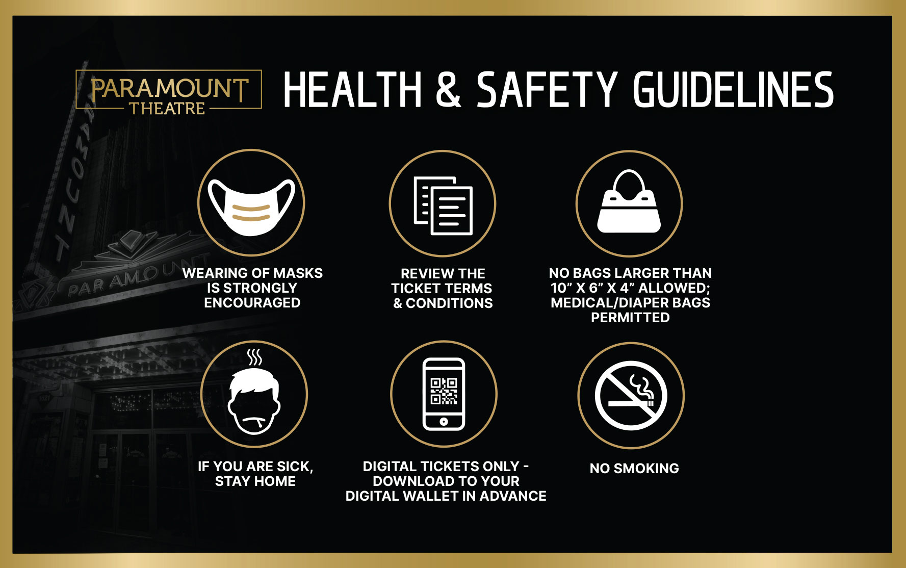 Attendee Health and Safety Protocols March 12, 2022 | Paramount Theatre